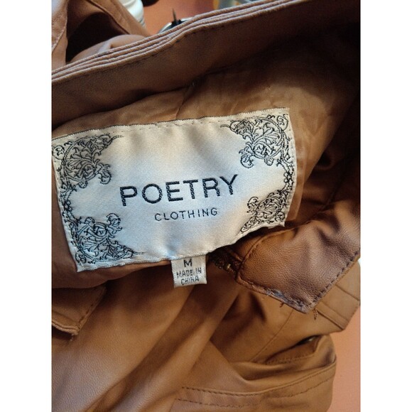 Poetry Clothing Women’s Jacket Tan Leather PVC Size US Medium - Picture 4 of 4